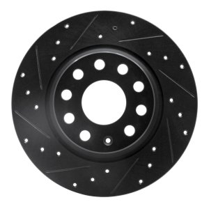Audi A3 Quattro Brake Rotor (1) - Rear Left - R1 Concepts - Drilled & Slotted - Black - `05-`18